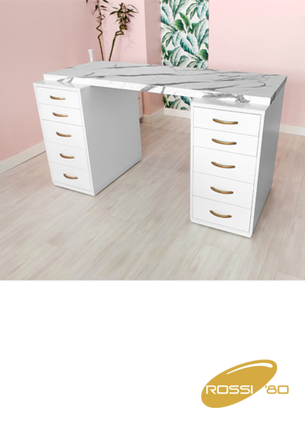 Tavolo ricostruzione unghie con piano effetto marmo